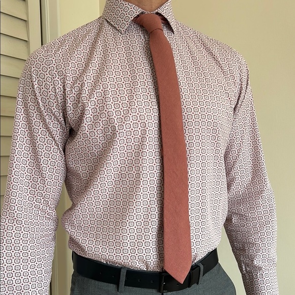 Bar III Men's Spanish Tile Slim Fit Dress Shirt – Size M  15-15.5” - Picture 7 of 8